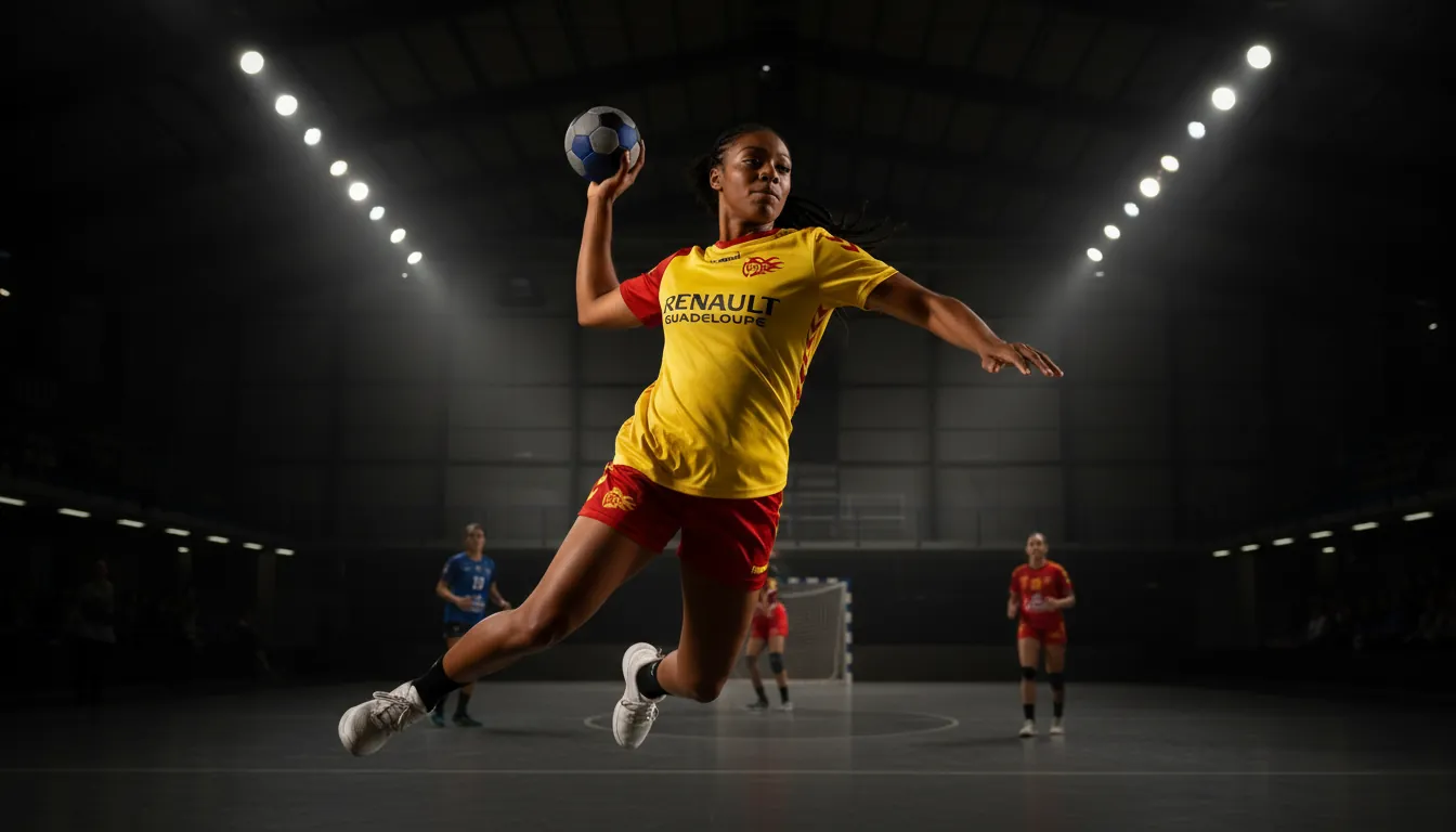 Joueuse de handball USR Handball tenant un ballon